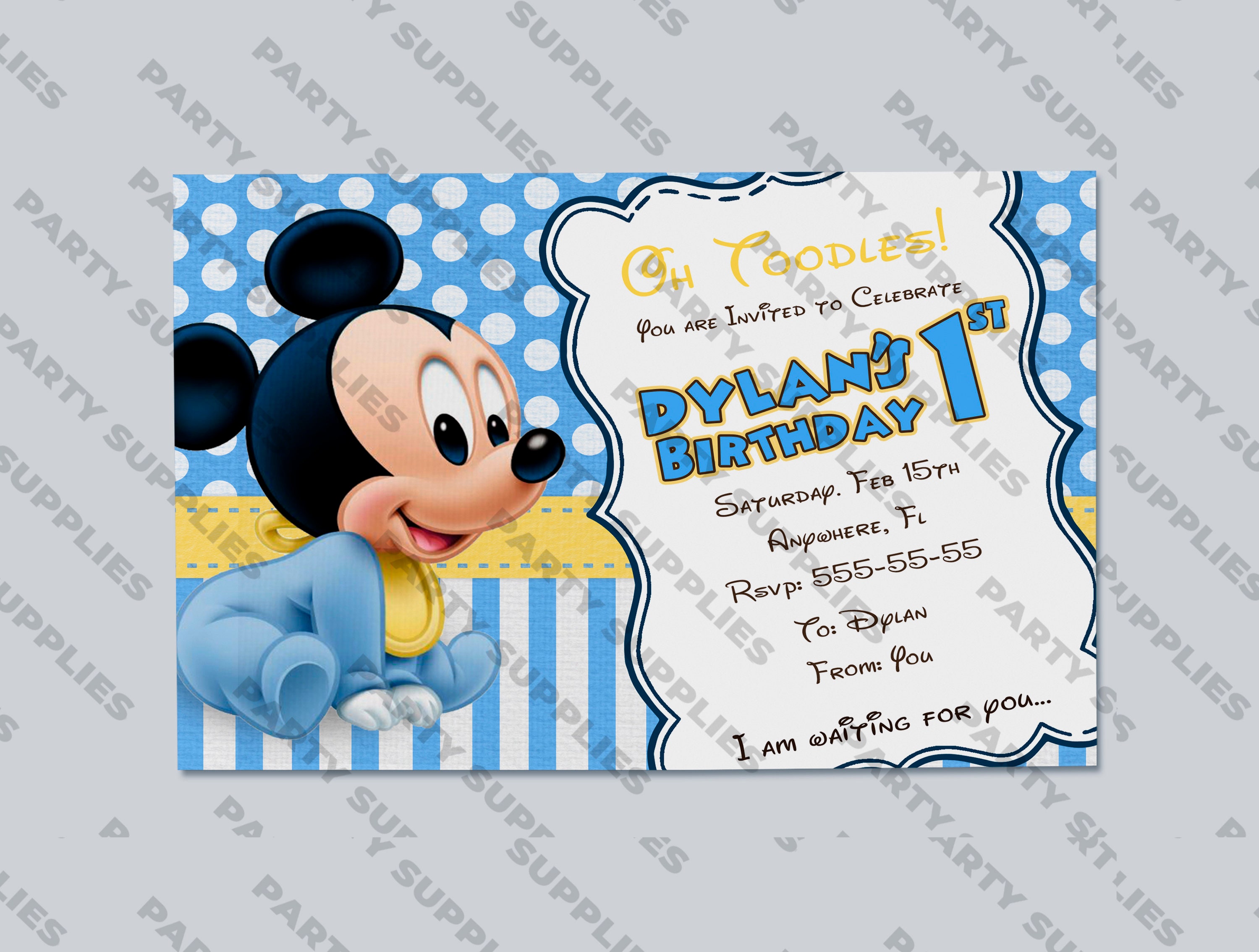BABY MICKEY MOUSE Printable Party Kit. Custom Decoration 1st - Etsy
