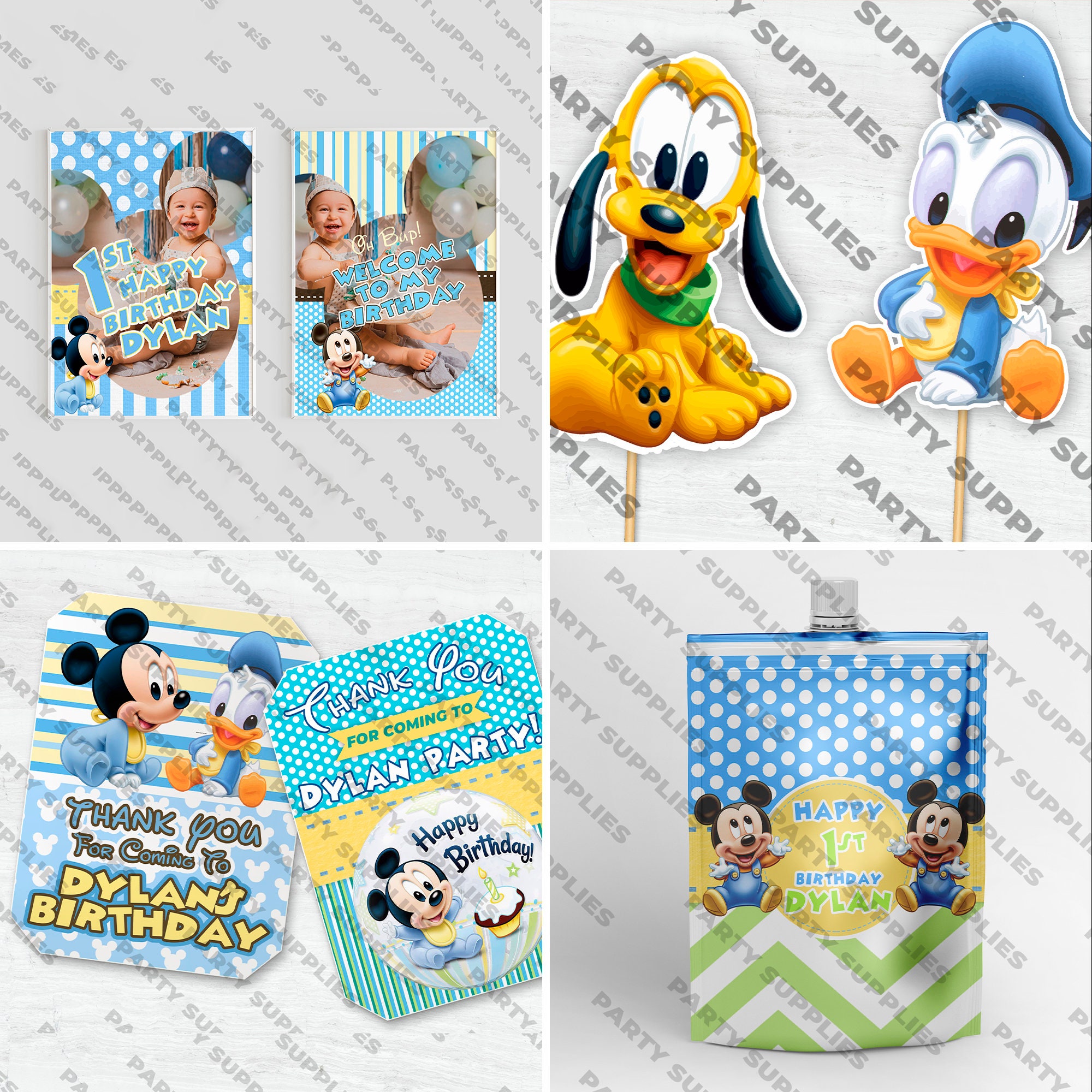 BABY MICKEY MOUSE Printable Party Kit. Custom Decoration 1st - Etsy