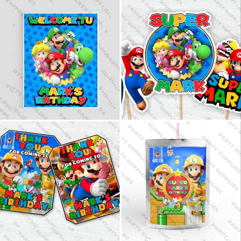 Birthday Mario and Luigi Printable Party Kit.custom Editable - Etsy