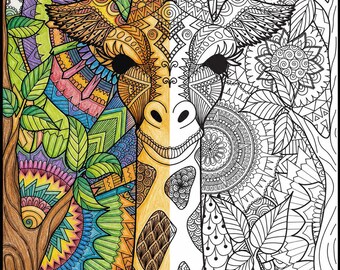 HUGE Coloring Poster–GIRAFFE--Coloring Activity for Groups, Individuals, Kids, Adults--3 Sizes--on Art-Quality Keepsake Paper!