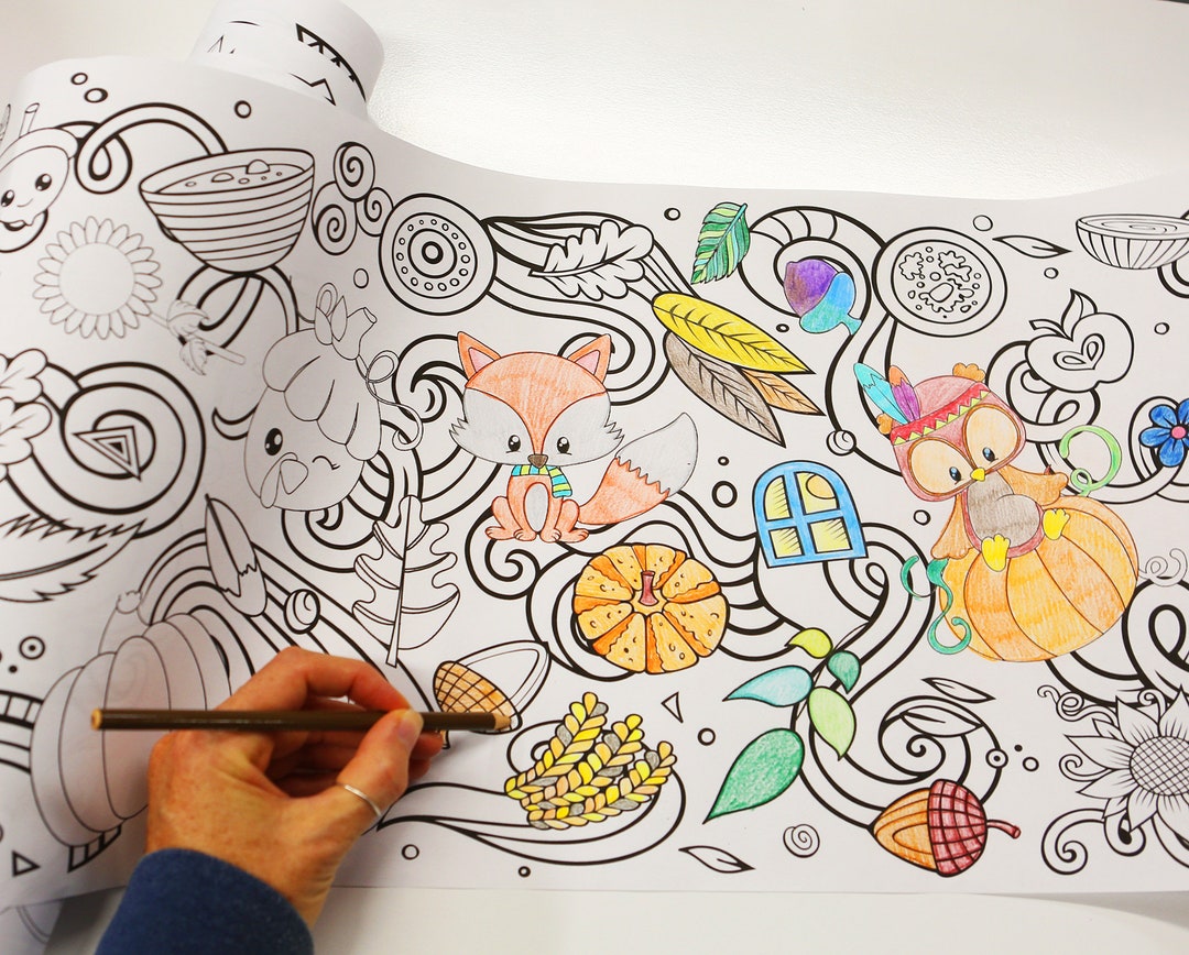 Fall and Winter Coloring Roll Coloring Activity for Kids Etsy