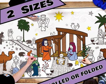 GIANT Coloring Banner–NATIVITY--Table and Wall Coloring Sheet, High-quality Lightweight Paper, Kids and Adults, 2 Sizes
