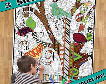 HUGE Coloring Poster–MENTAL HEALTH--Coloring Activity for Groups, Individuals, Kids, Adults--3 Sizes--on Art-Quality Keepsake Paper!