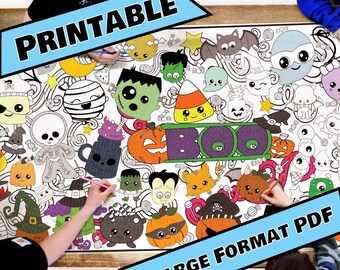 PRINTABLES--Boo Babies Coloring Table Runner, Digital Halloween Coloring Page, Giant Coloring Sheet, Classroom Party Activity