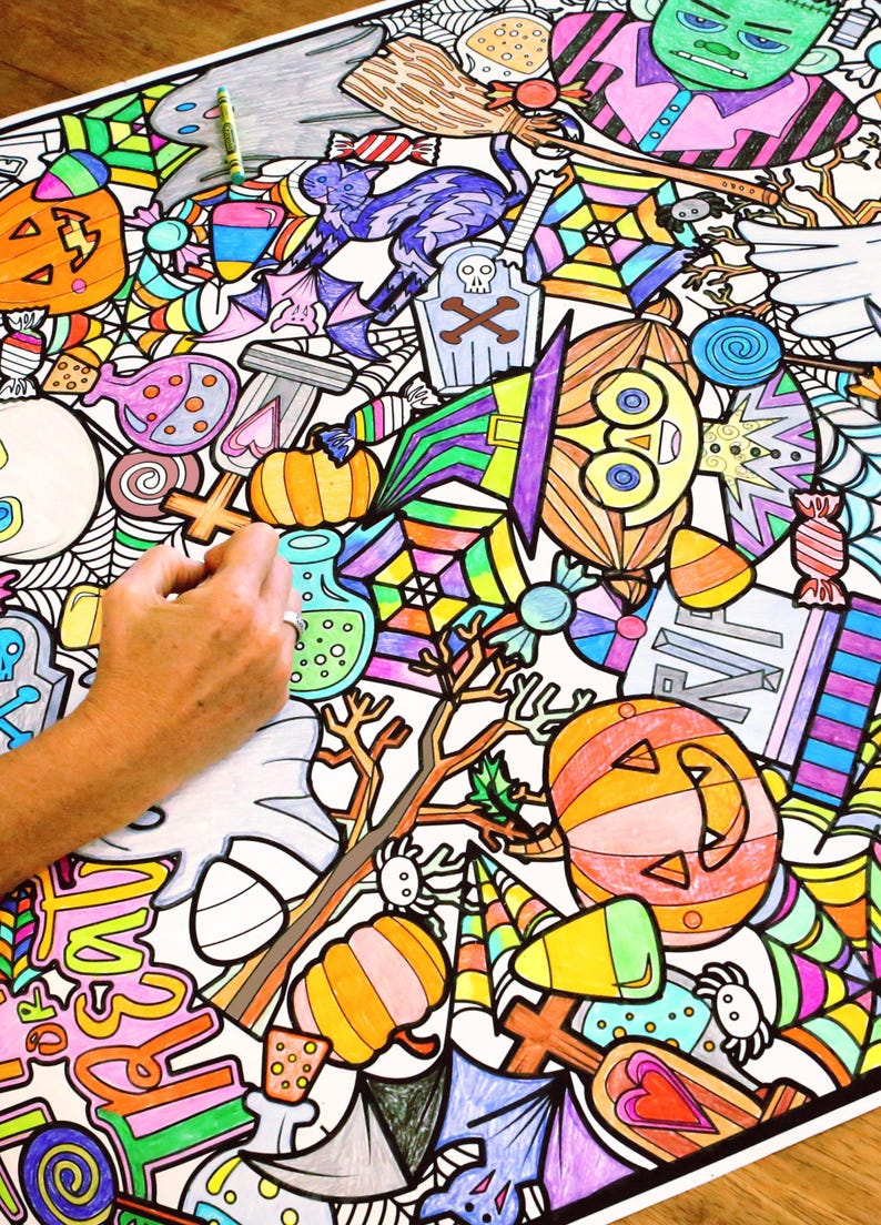 HUGE Coloring Poster--HALLOWEEN COSTUME--Coloring Activity for Groups, Individuals, Kids, Adults--3 Sizes--on Art-Quality Keepsake Paper! image 8