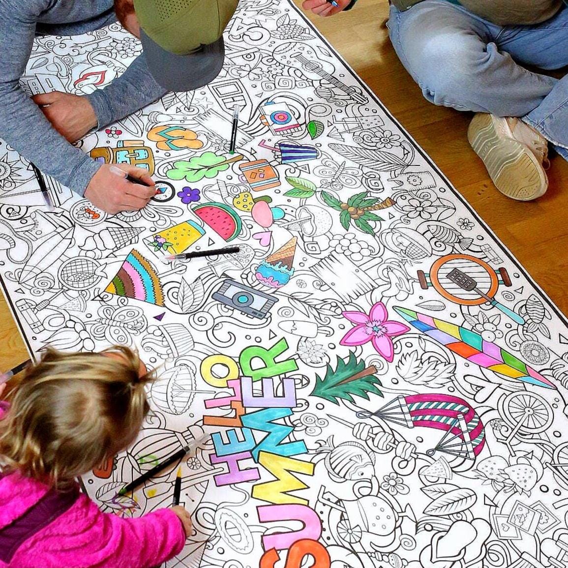 GIANT Coloring Banner–summer Fun--table and Wall Coloring Sheet, High ...