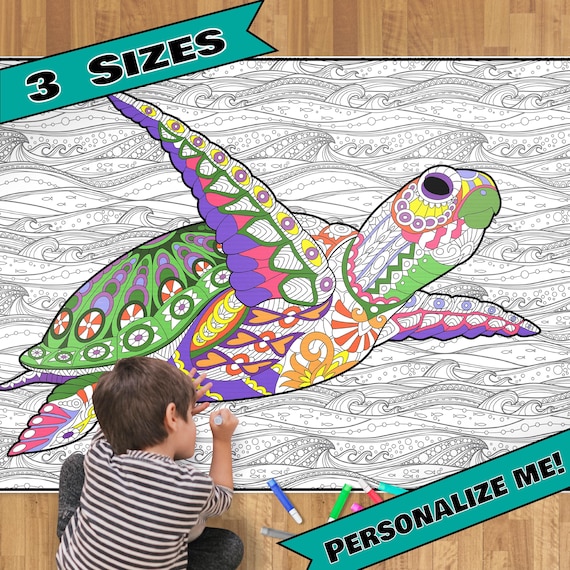 HUGE Coloring Poster–-TURTLE--Coloring Activity for Groups, Individuals, Kids, Adults--3 Sizes--on Art-Quality Keepsake Paper!