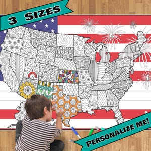 HUGE Coloring Poster–USA MAP--Coloring Activity for Groups, Individuals, Kids, Adults--3 Sizes--on Art-Quality Keepsake Paper!
