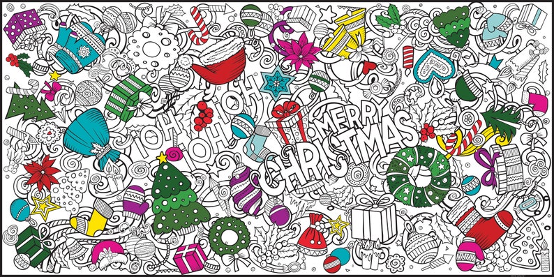 Printable Christmas Joy Coloring Table Runner Downloadable - Etsy