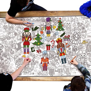 Nutcracker Coloring Table Runner, giant coloring sheet, Christmas coloring page, Nutcracker party gift Christmas party activity, family time