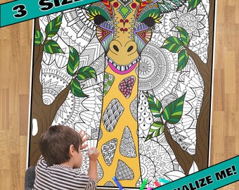HUGE Coloring Poster–GIRAFFE--Coloring Activity for Groups, Individuals, Kids, Adults--3 Sizes--on Art-Quality Keepsake Paper!