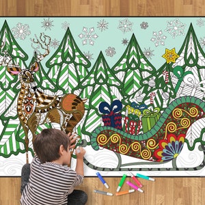 Christmas Sleigh Coloring Poster Wall Art For Winter Boredom buster Beautiful Holiday Coloring Page Whimsical Christmas Coloring Sheet