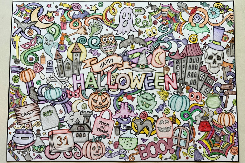 ALT TEXT
Giant Halloween Coloring Poster for Classroom Birthday Party Activity Halloween Party Gifts for Kids Girls Boys Etsy Personalized Gifts