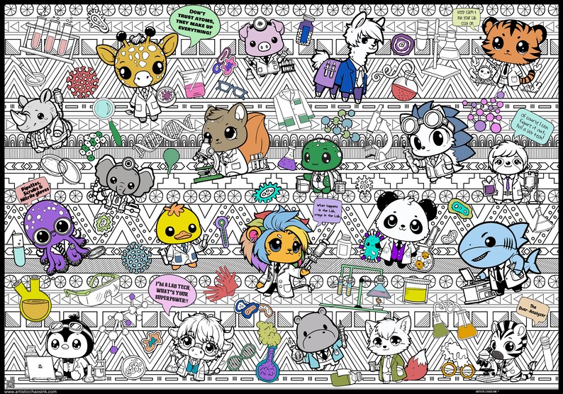 Lab Week 2026 Coloring Page Giant Coloring Poster for Lab Week Lab Tech ...