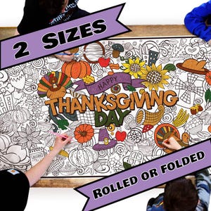 GIANT Coloring Banner–GIVE THANKS--Table and Wall Coloring Sheet, High-quality Lightweight Paper, Kids and Adults, 2 Sizes