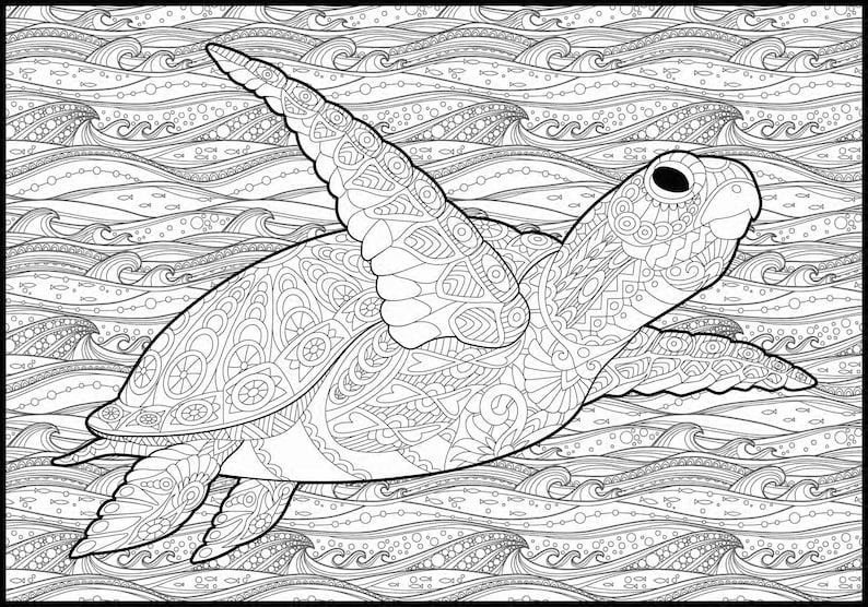 Turtle Super Huge Coloring Poster Jumbo Sea Life Poster stress Coloring ...