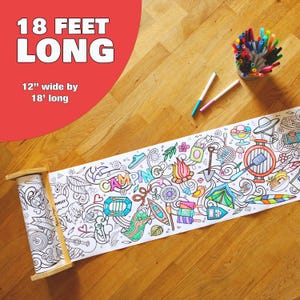 COLORING ROLL–SUMMERTIME--18 Feet by 12 Inches.  Yards of Fun for Kids and Adults.  Easel Friendly.