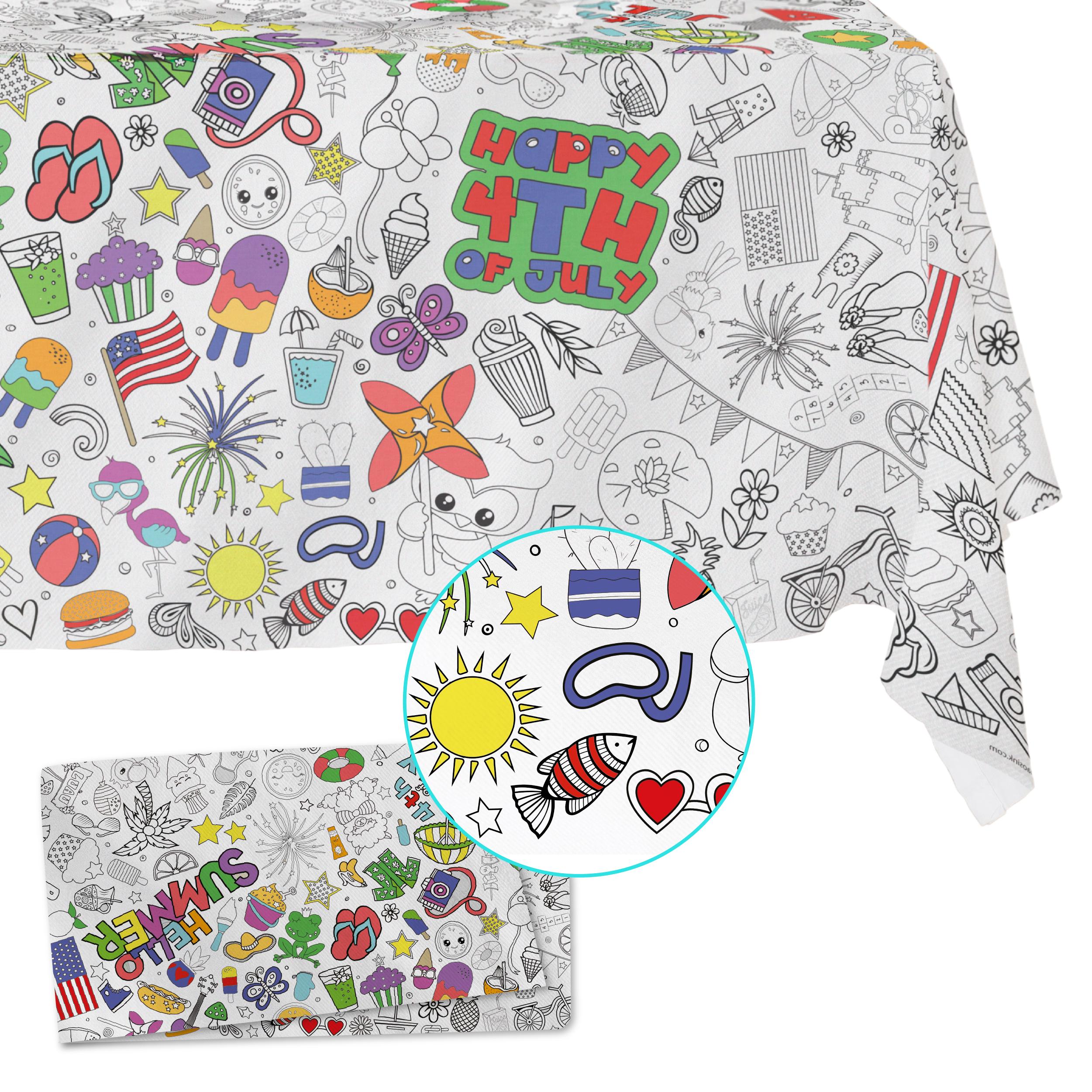 WASHABLE Coloring Tablecloth-- 4th of July - SUMMER Fun--fabric ...
