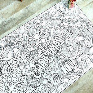 Printable Christmas Joy Coloring Table Runner Download Christmas ...