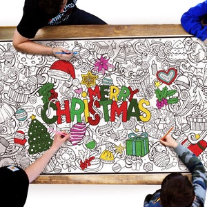Printable Christmas Magic Coloring Table Runner Digital Christmas Coloring Page Giant Coloring Sheets Classroom Party Activity Gift for kids