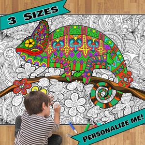 HUGE Coloring Poster–CHAMELEON--Coloring Activity for Groups, Individuals, Kids, Adults--3 Sizes--on Art-Quality Keepsake Paper!