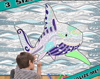 HUGE Coloring Poster–SHARK--Coloring Activity for Groups, Individuals, Kids, Adults--3 Sizes--on Art-Quality Keepsake Paper!