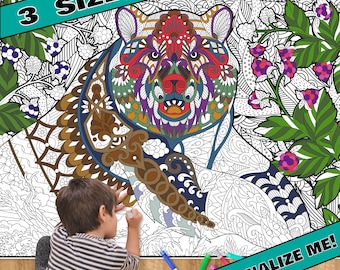 HUGE Coloring Poster–BEAR & BERRIES--Coloring Activity for Groups, Individuals, Kids, Adults--3 Sizes--on Art-Quality Keepsake Paper! Mascot