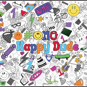 One Happy Dude Party Coloring Sheet One Cool Dude Birthday Party Banner One Year Old Birthday One Happy Dude Coloring Page Happy Dude Party