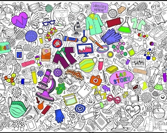 HUGE LAB STORY 2026 Coloring Poster Lab Week 2026 Medical Laboratory Professionals Week Celebrate Labs Team Building Project
