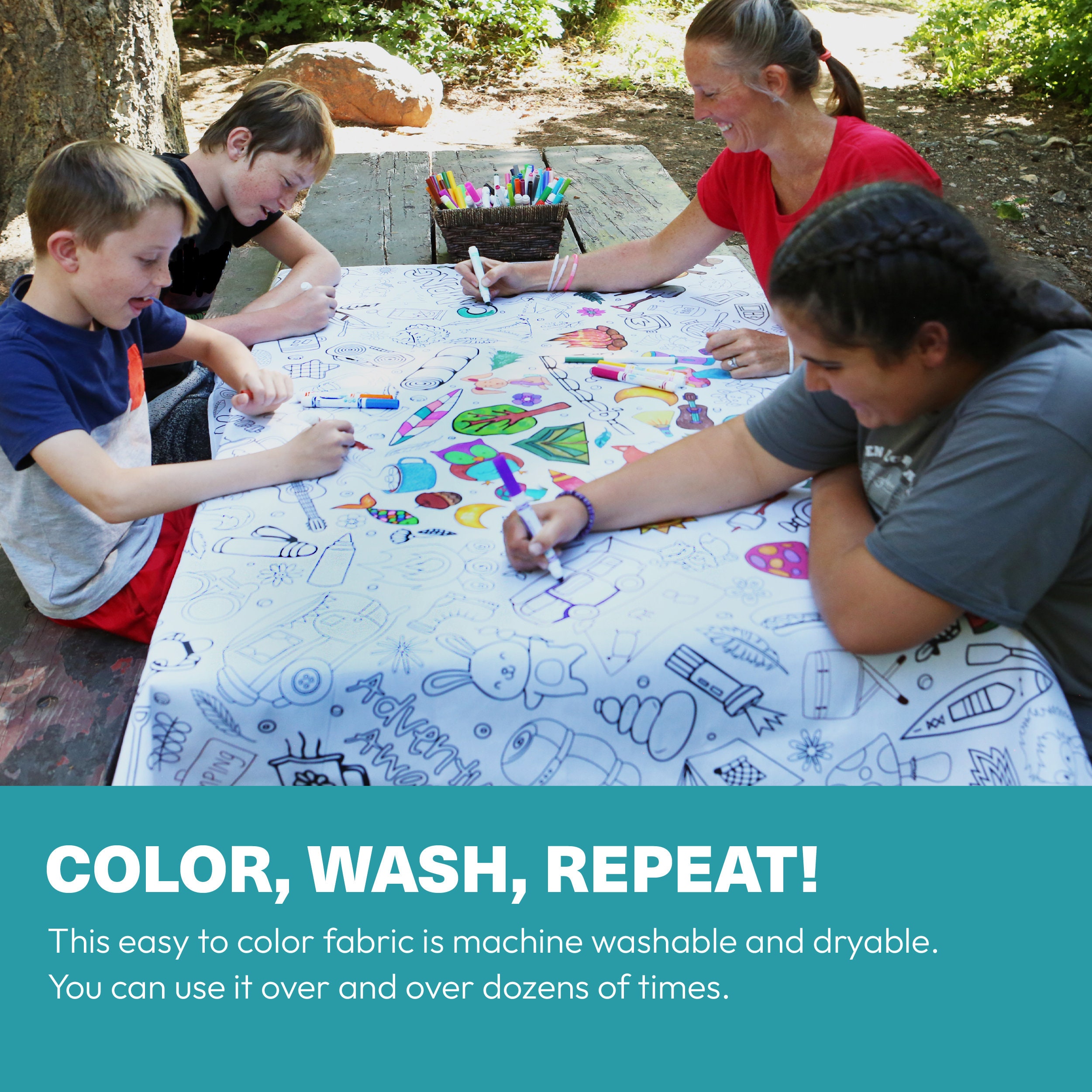 WASHABLE Coloring Tablecloth–camping--fabric Tablecloth for Reusable ...