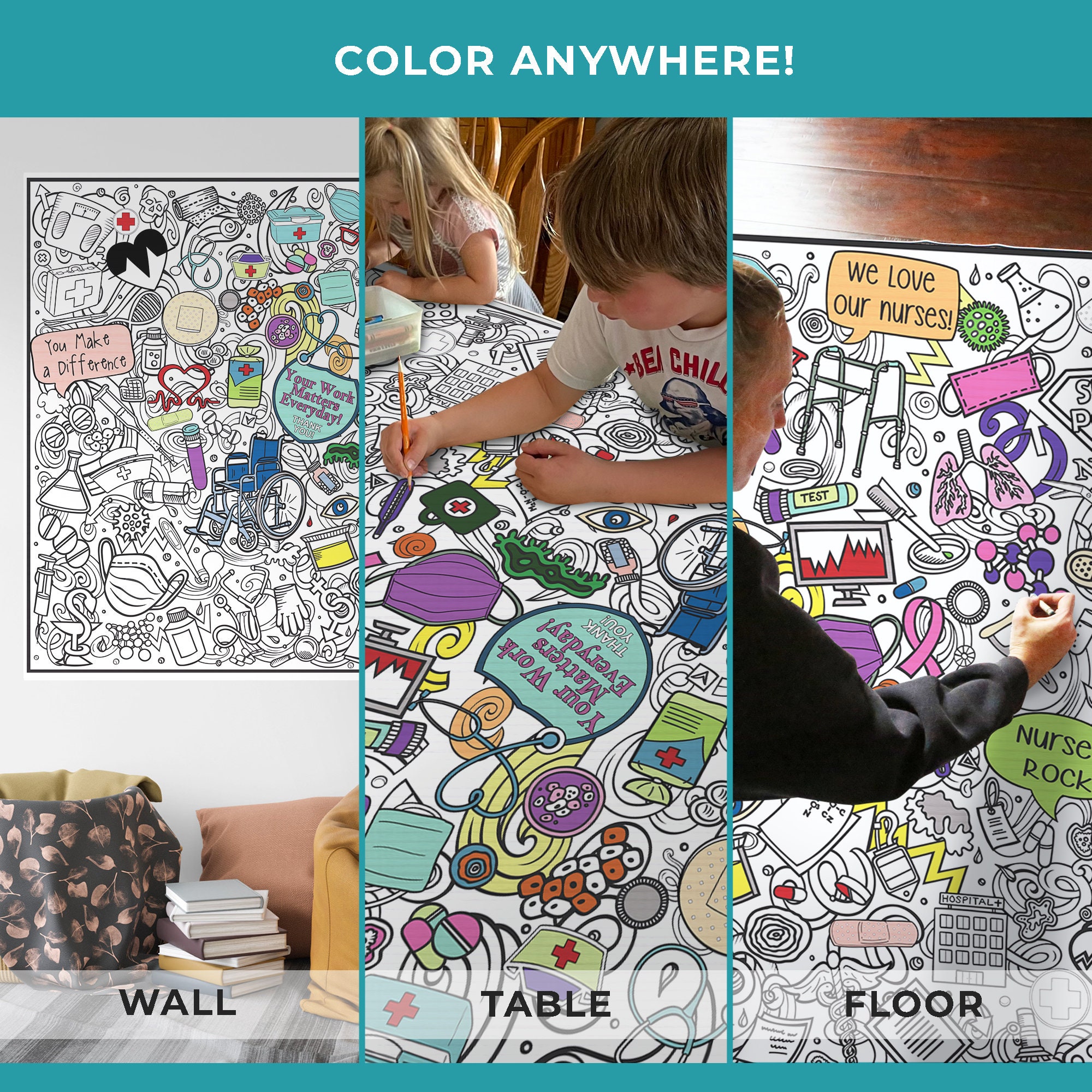 CNA Week Coloring Poster for Certified Nurses Assistant Week Banner CNA ...