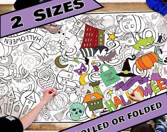 GIANT Coloring Banner–HALLOWEEN--Table and Wall Coloring Sheet, High-quality Lightweight Paper, Kids and Adults, 2 Sizes