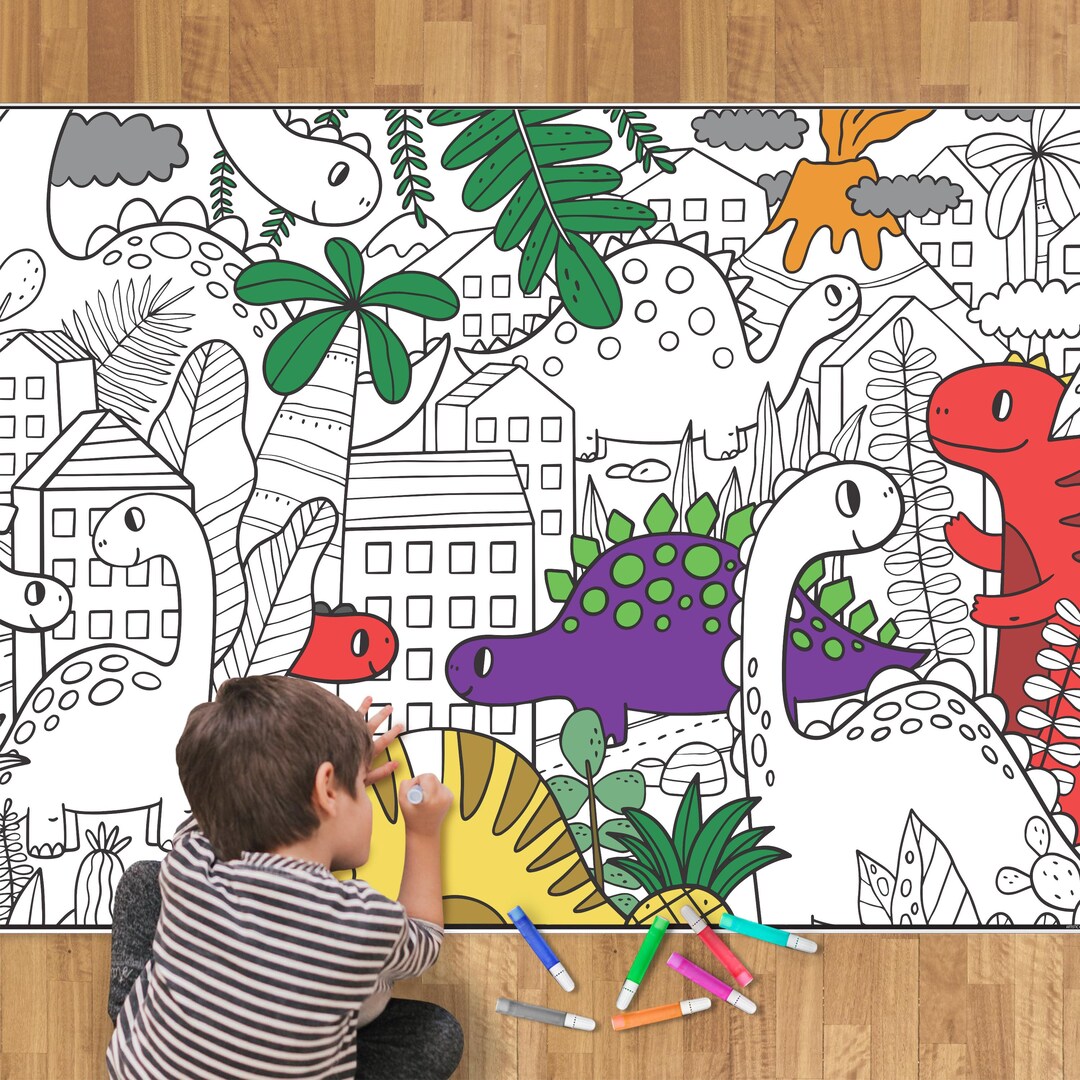 Dinosaur Coloring Page Giant Sheet Stegosaurus Dino Coloring Poster ...