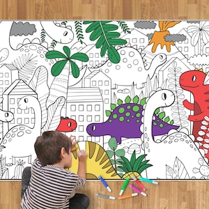 Dinosaur Coloring Poster for Kids Giant Coloring Page Dino Coloring Poster for Dinosaur Birthday Party Activity for Playroom Large Print