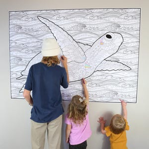 HUGE Coloring Poster–-TURTLE--Coloring Activity for Groups, Individuals, Kids, Adults--3 Sizes--on Art-Quality Keepsake Paper! image 9