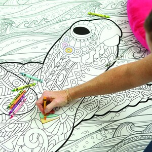 HUGE Coloring Poster–-TURTLE--Coloring Activity for Groups, Individuals, Kids, Adults--3 Sizes--on Art-Quality Keepsake Paper! image 2