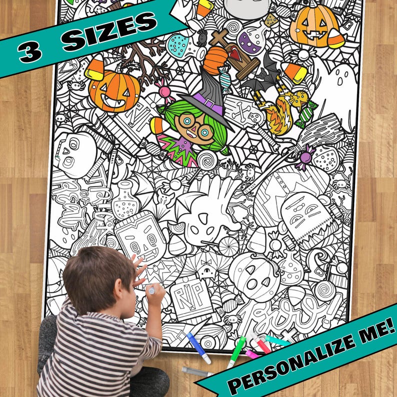 HUGE Coloring Poster--HALLOWEEN COSTUME--Coloring Activity for Groups, Individuals, Kids, Adults--3 Sizes--on Art-Quality Keepsake Paper! image 1