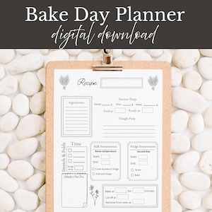 Printable Sourdough Bake Day Planner Digital Download Baking Tracker For Home Bakers Minimalist Bread Making Organizer PDF
