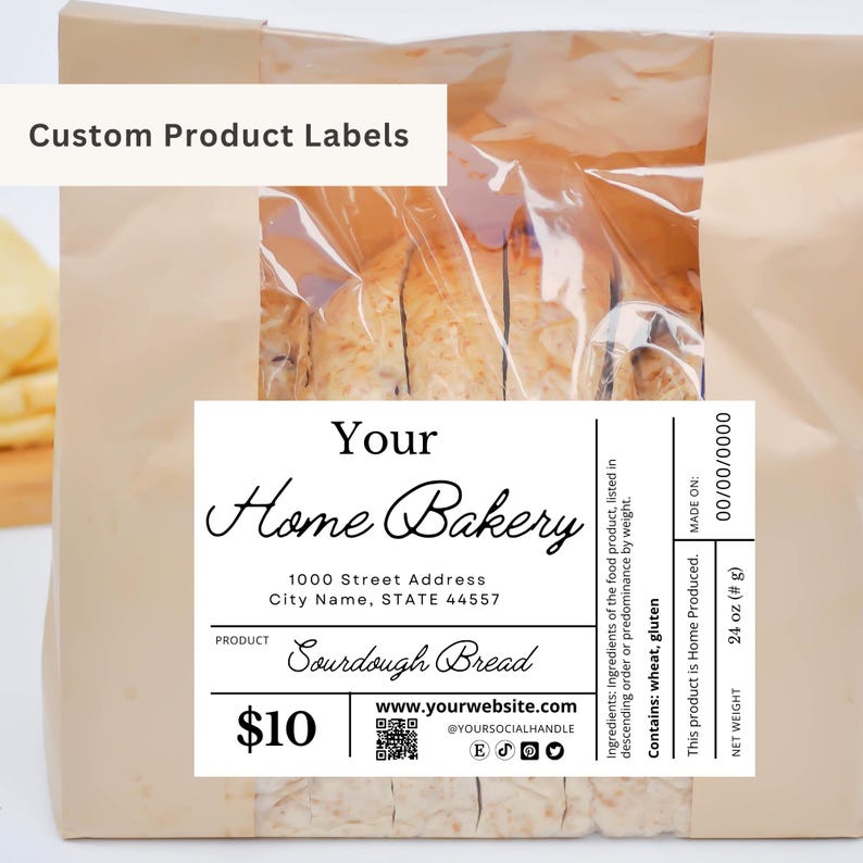 Editable Cottage Food Labels Canva Templates for Home Bakers Farmers ...