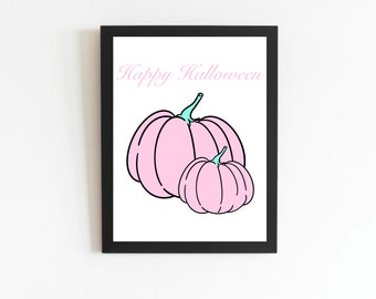 Pink Halloween Decor Pink Pumpkins, | Printable Halloween door sign, Halloween Wall decor, Cute Halloween wall art