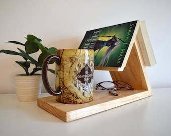 Pine Nightstand Book Holder: Bedside Book Display