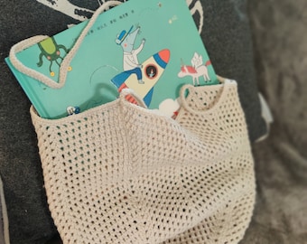 Milk Cotton crocheted Grid Pattern Bag