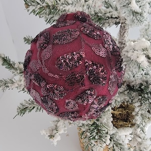 Maroon Lace Ornament, Christmas Tree,  Home Decor, Holiday Decorations