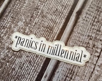 Panics in Millennial, retro, vintage, 90s, meme, Funny, Sticker
