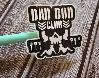 Dad bod club, wrestling, dad humor, joke, meme, grill, skull, Funny, Sticker