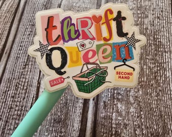 Thrift Queen, retro, thrift, secondhand, vintage, Funny, Sticker