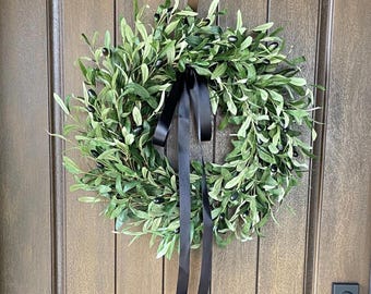 Olive Leaf Wreath: Farmhouse Front Door Decor, 22" Diameter