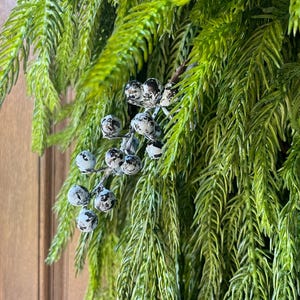 Norfolk Pine Christmas Wreath for Front Door With Bells, Minimalist