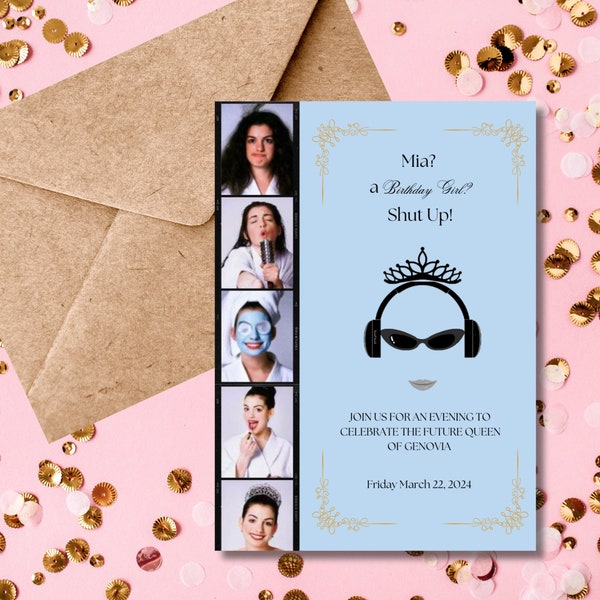 Princess Diaries Birthday Invite/Princess Themed Party/Genovia/Birthday Invitation/ Bachelorette Princess Diaries Invite