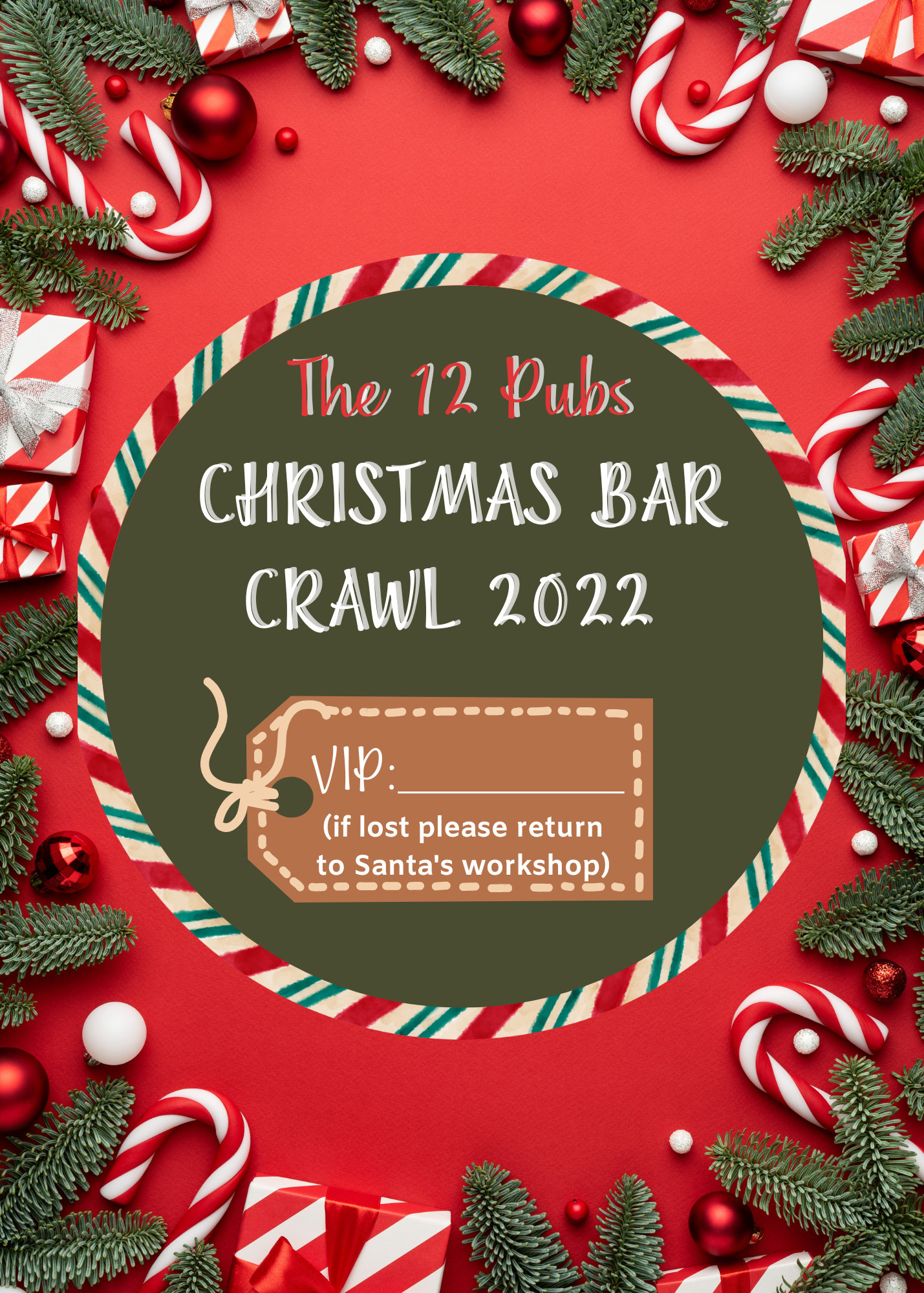 The 12 Pubs Christmas Party Pub Crawl List, 12 Bars of Christmas Party